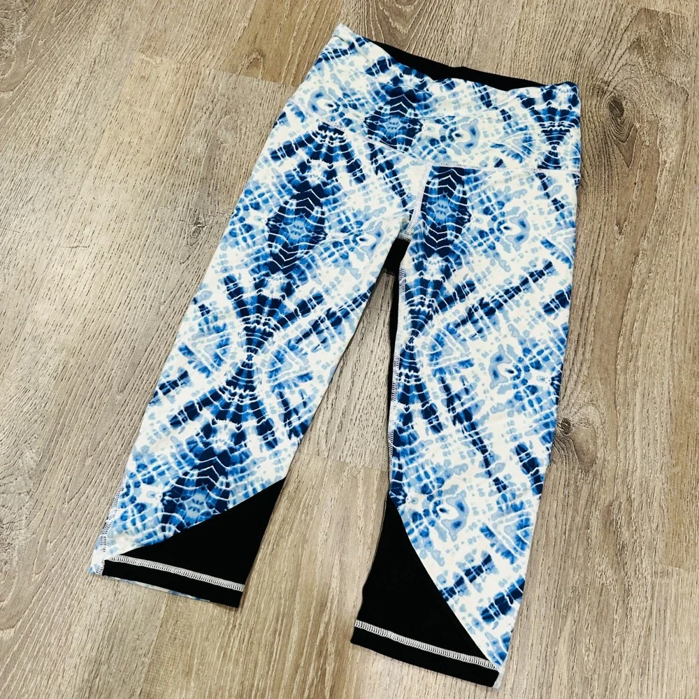 Victoria's Secret VSX Sport Y2K Knockout Blue Tie Dye Mesh Crop Leggings Small